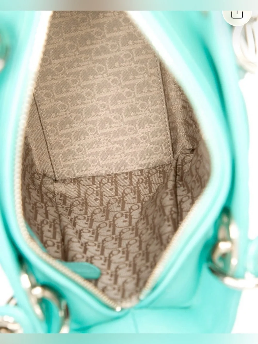 🩵100%Authentic Dior Lady Dior medium model handbag in turquoise leather cannage🩵